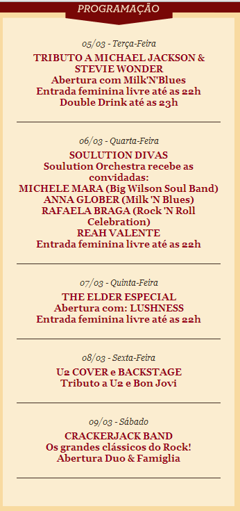 05~09/03 – Programação Crossroads