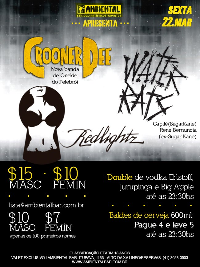 22/03 – Crooner Dee | Water Rats | Redlightz