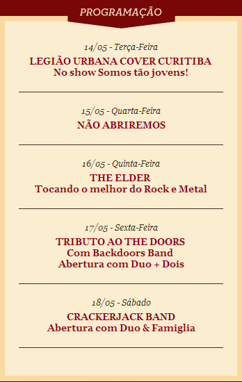 14/05~18/05 – Programação Cross